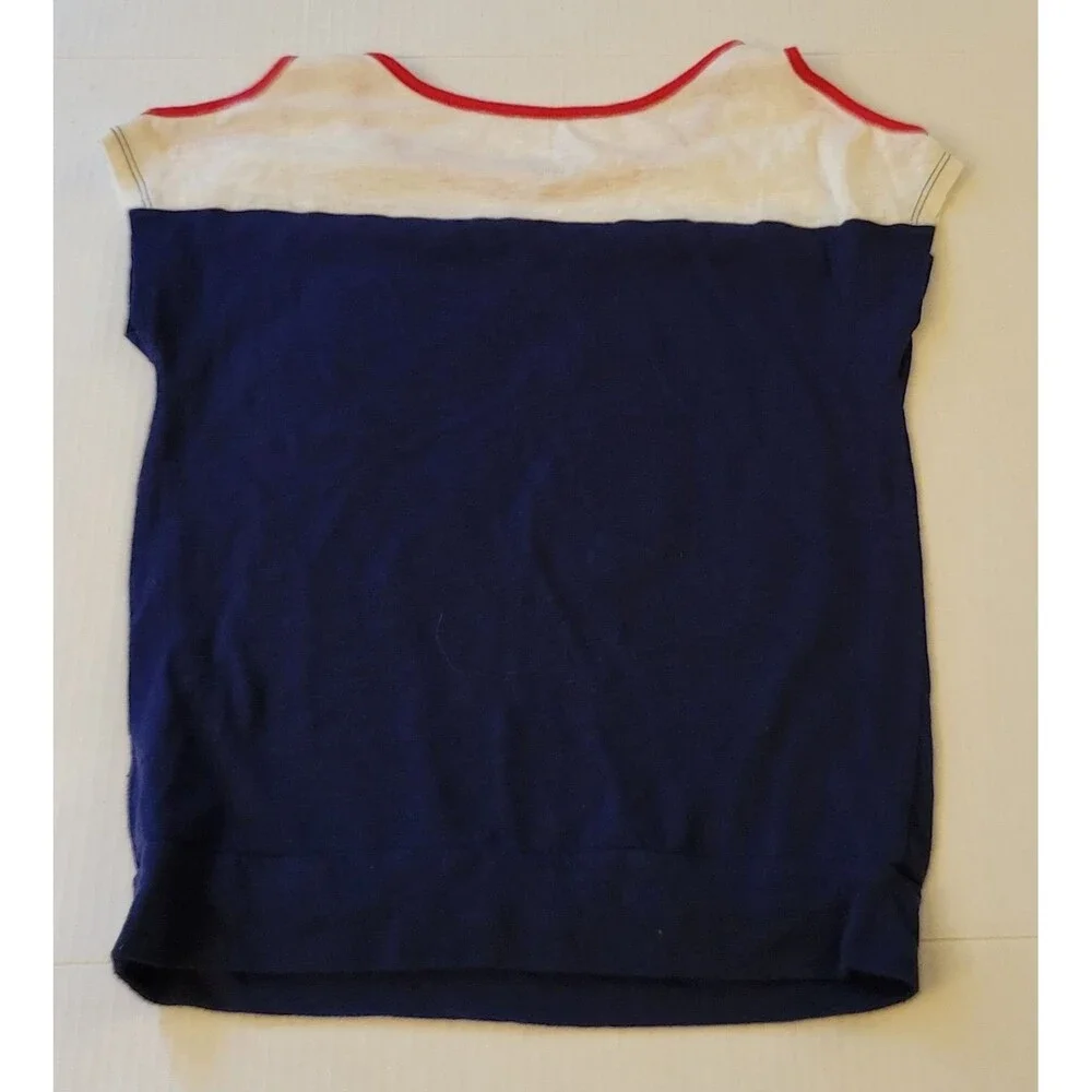 Justice Girls Size 10 Blue/White/Red Graphic Lightweight Cotton Tee Shirt